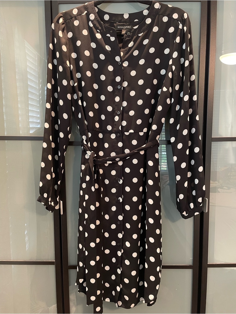 NBW Banana Republic Black and White Polka Dot Midi Dress
